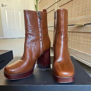 Marc Fisher Brown Heeled Boots with Chunky Sole